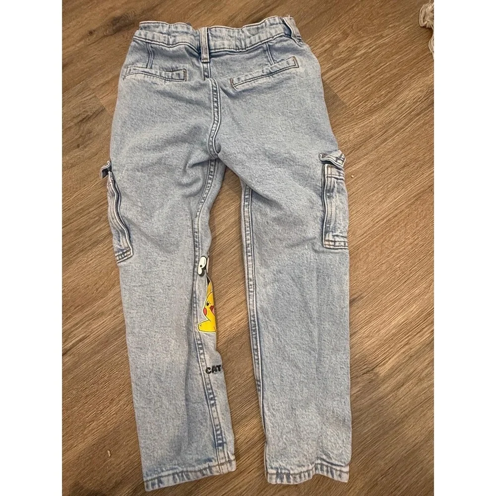 Pokémon Girls 6 Light Blue‎ Denim Cargo Jeans Pikachu Gotta Catch Em All